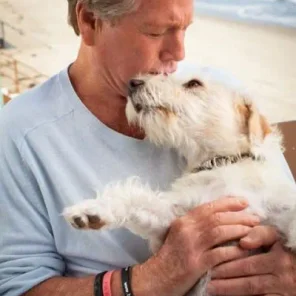Ryan O’Neal and Mozart the dog