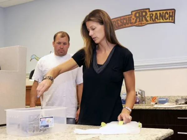 NASCAR couple shares passion for sheltering goats, rabbits, birds, exotic reptiles and even a cow on 177-acre property north of Charlotte.